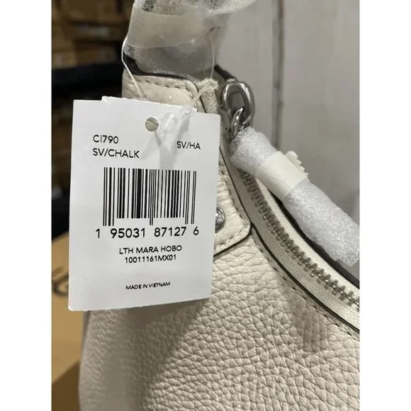 Coach Women's Leather Mara Hobo Bags - Silver/Chalk - Picture 8 of 16